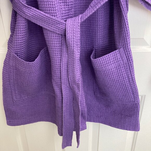 SPAcific Essentials Purple Waffle Knit Short Robe - One Size - Picture 2 of 3